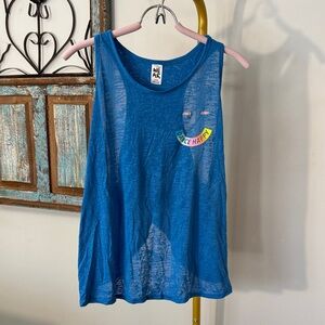 Zumba Fitness Blue Sheer 'Dance Happy' Tank EUC L